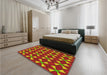 Patterned Red Rug in a Bedroom, pat2453yw