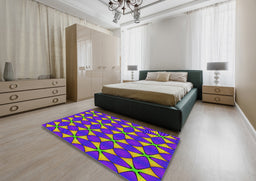 Patterned Dark Almond Brown Novelty Rug in a Bedroom, pat2453