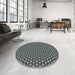 Round Patterned Dark Sea Green Rug in a Office, pat2454lblu