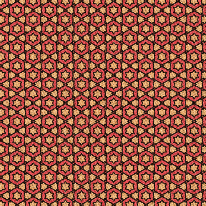 Round Patterned Orange Rug, pat2454org