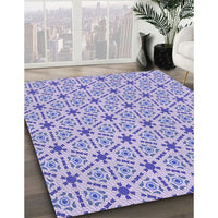 Patterned Mauve Purple Rug, pat2455blu