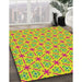 Patterned Yellow Green Novelty Rug in Family Room, pat2455