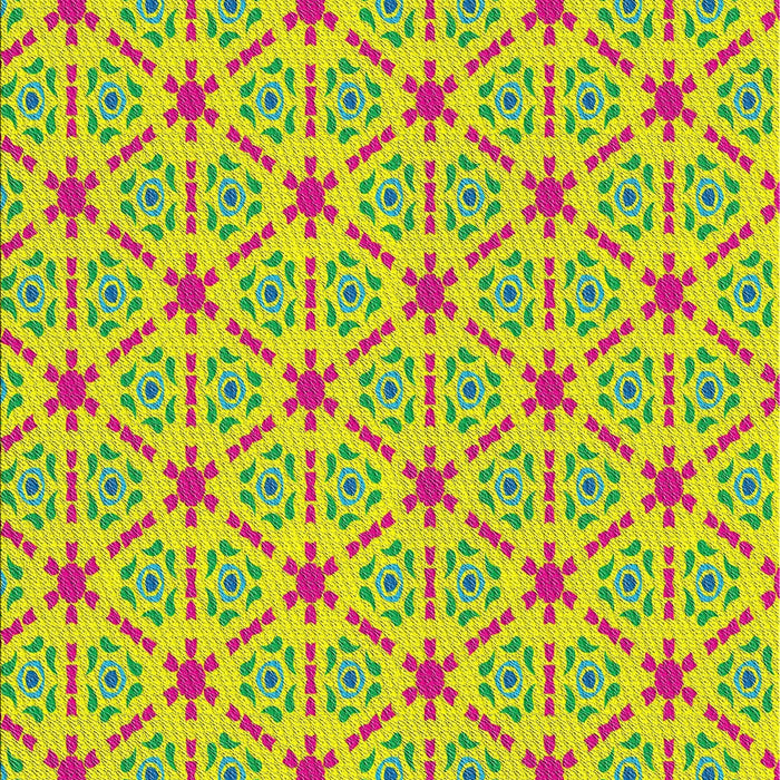 Patterned Yellow Green Novelty Rug, pat2455