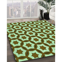 Patterned Dark Bronze Brown Rug, pat2456grn