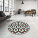 Round Patterned Blue Rug in a Office, pat2456lblu