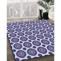 Patterned Dark Slate Blue Purple Rug, pat2457blu