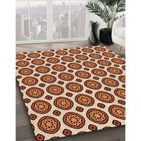 Patterned Saffron Red Rug, pat2457org