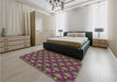 Patterned Dark Raspberry Purple Rug in a Bedroom, pat2459brn