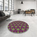 Round Patterned Dark Raspberry Purple Rug in a Office, pat2459brn