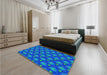 Patterned Dark Turquoise Green Rug in a Bedroom, pat2459lblu