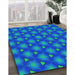 Patterned Dark Turquoise Green Rug in Family Room, pat2459lblu