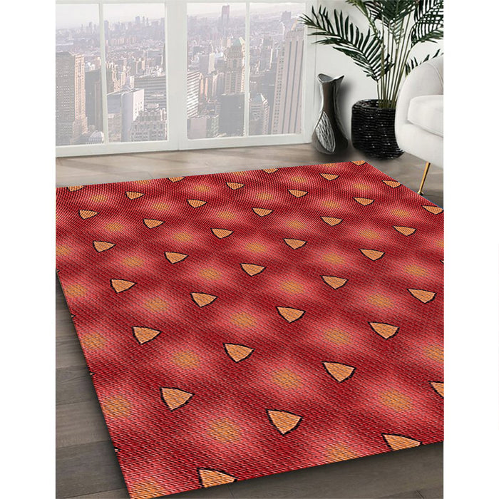 Patterned Red Rug in Family Room, pat2459rd