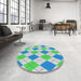 Round Patterned Pale Green Novelty Rug in a Office, pat245