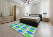 Patterned Pale Green Novelty Rug in a Bedroom, pat245