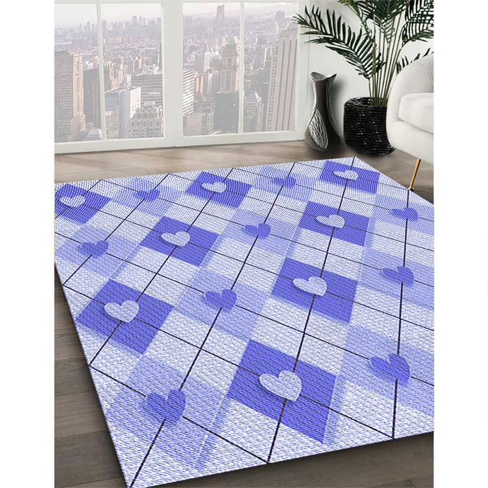 Machine Washable Transitional Light Slate Blue Rug in a Family Room, wshpat246blu