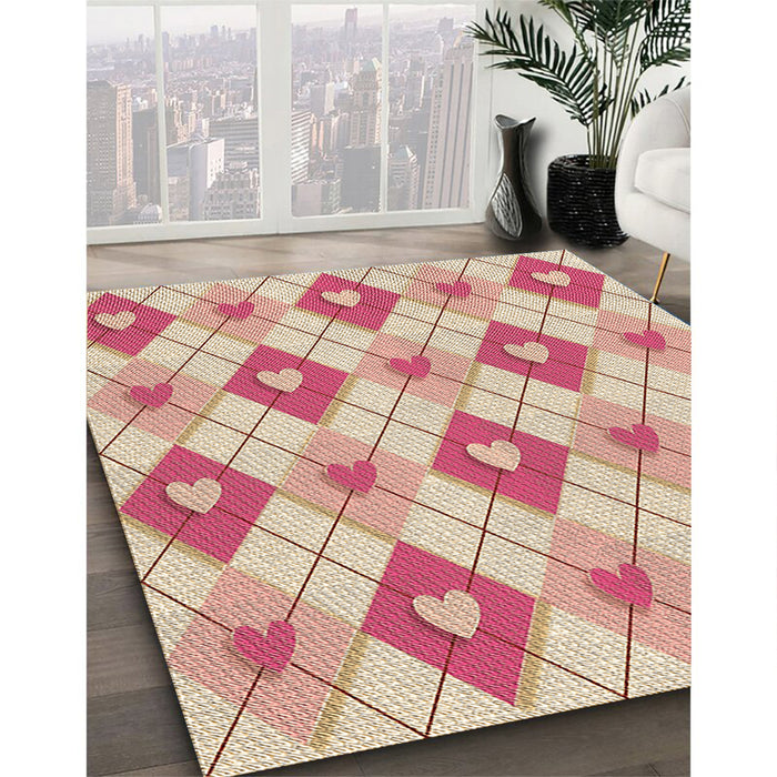 Machine Washable Transitional Deep Peach Orange Rug in a Family Room, wshpat246brn