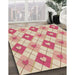 Patterned Deep Peach Orange Rug in Family Room, pat246brn