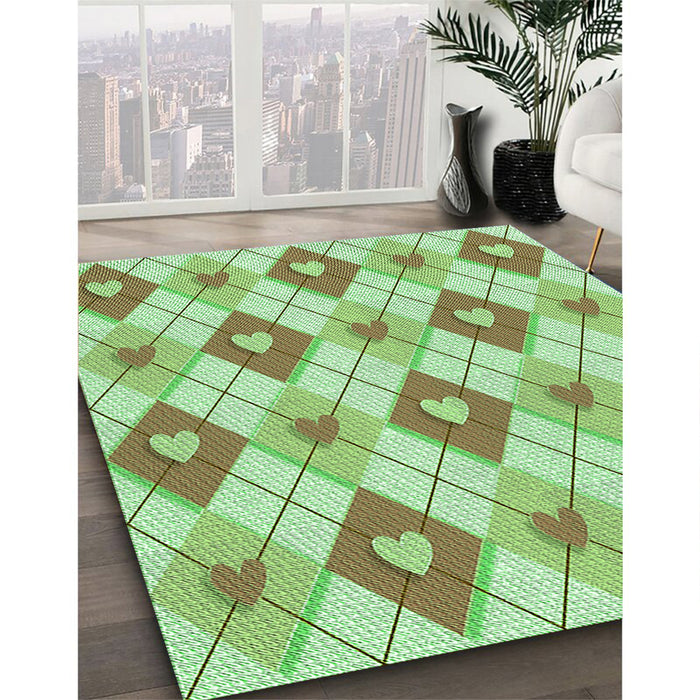 Machine Washable Transitional Light Green Rug in a Family Room, wshpat246grn