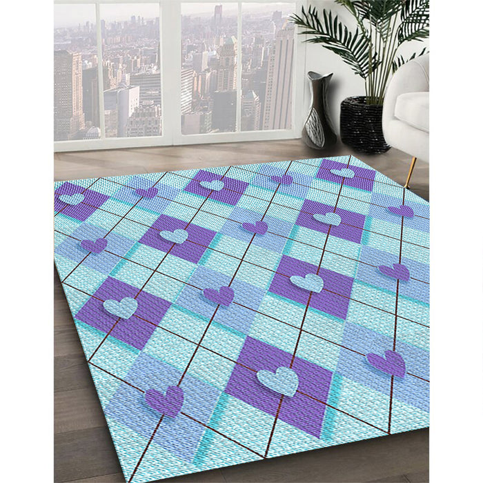 Machine Washable Transitional Blue Rug in a Family Room, wshpat246lblu