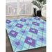 Patterned Blue Rug in Family Room, pat246lblu