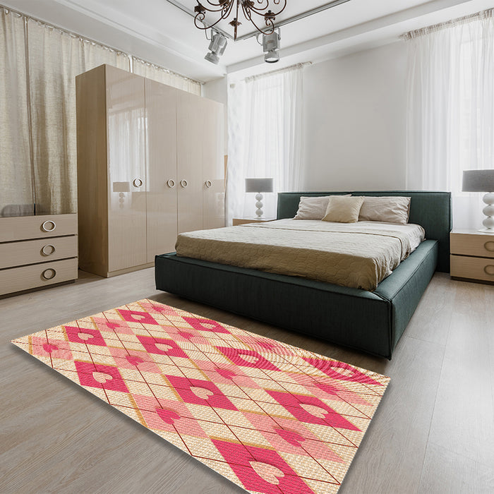 Patterned Red Rug in a Bedroom, pat246org