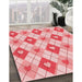 Machine Washable Transitional Deep Rose Pink Rug in a Family Room, wshpat246rd