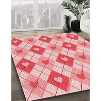 Patterned Deep Rose Pink Rug, pat246rd