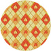 Square Patterned Orange Red Orange Rug, pat246yw