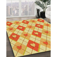 Patterned Orange Red Orange Rug, pat246yw