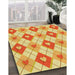 Patterned Orange Red Orange Rug in Family Room, pat246yw