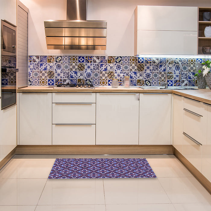 Patterned Plum Purple Rug in a Kitchen, pat2460blu