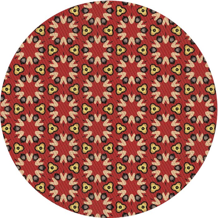 Square Patterned Red Rug, pat2460brn