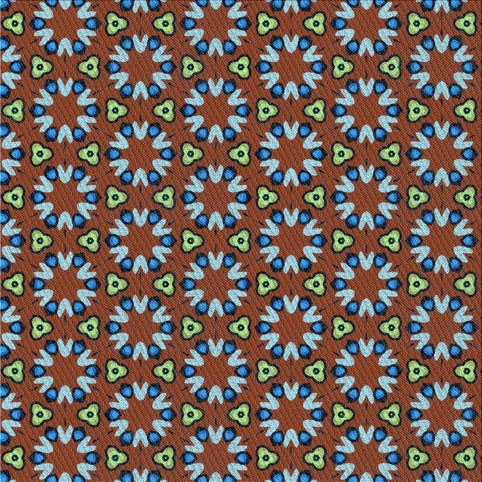 Round Patterned Saffron Red Rug, pat2460lblu