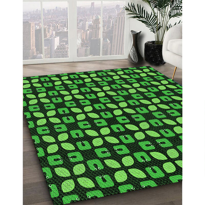 Patterned Lime Green Rug in Family Room, pat2461grn