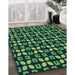 Machine Washable Transitional Deep Teal Green Rug in a Family Room, wshpat2461lblu