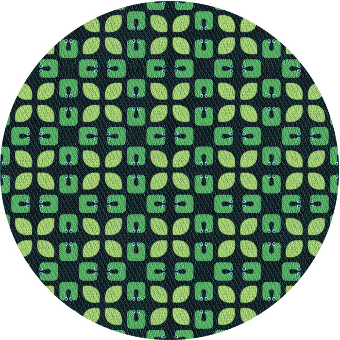 Square Machine Washable Transitional Deep Teal Green Rug in a Living Room, wshpat2461lblu