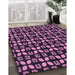 Patterned Dark Hot Pink Rug in Family Room, pat2461pur