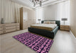 Patterned Dark Hot Pink Rug in a Bedroom, pat2461pur
