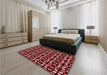 Patterned Red Rug in a Bedroom, pat2461rd
