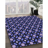 Patterned Medium Slate Blue Rug, pat2462blu