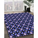 Patterned Medium Slate Blue Rug in Family Room, pat2462blu