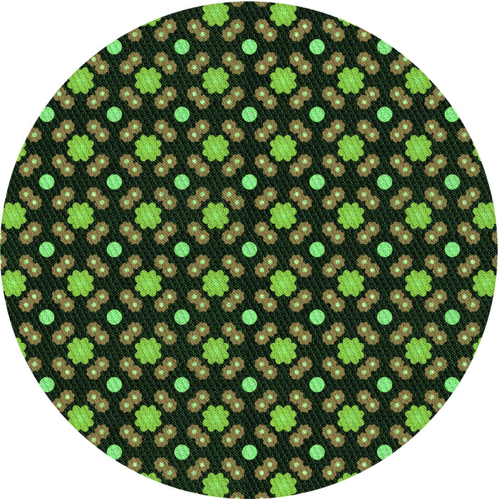 Square Patterned Black Rug, pat2462grn