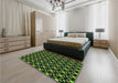 Patterned Black Rug in a Bedroom, pat2462grn