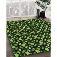 Patterned Black Rug, pat2462grn