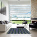 Square Patterned Night Blue Rug in a Living Room, pat2462lblu