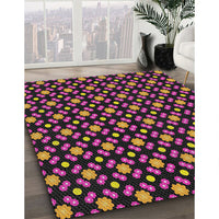 Patterned Dark Purple Novelty Rug, pat2462