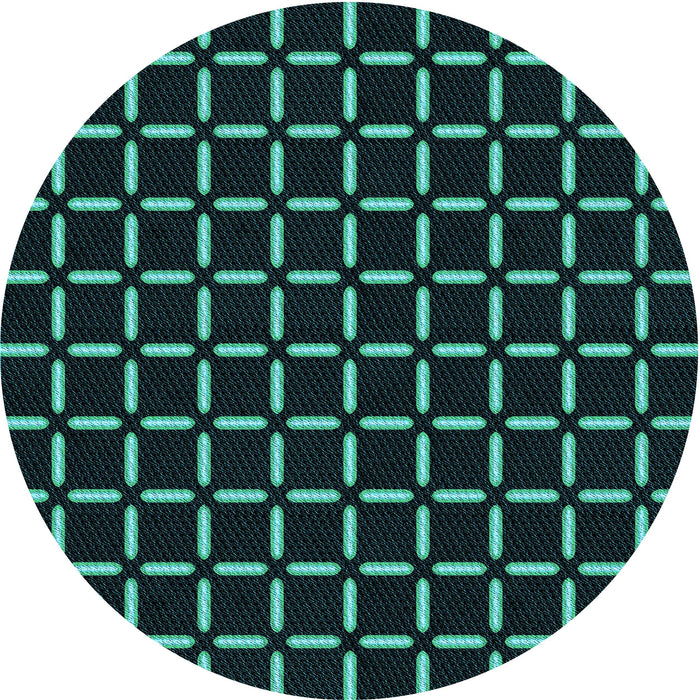 Square Patterned Dark Cyan Green Rug, pat2463lblu