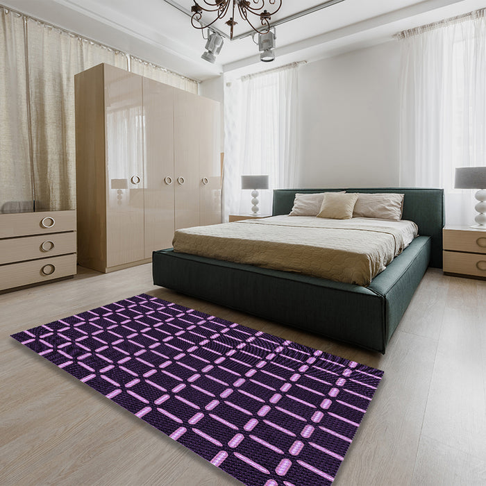Patterned Orchid Purple Rug in a Bedroom, pat2463pur