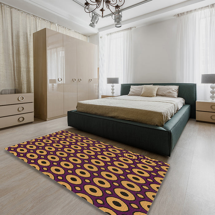 Patterned Orange Rug in a Bedroom, pat2464brn