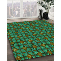 Patterned Army Green Rug, pat2465grn